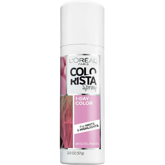L'Oreal Paris Colorista Hair Makeup Temporary 1-Day Hair Color Spray, PASTEL PINK, 2 oz.