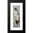 thumbnail image 2 of Vittorio Matteo Corcos 8x18 Black Modern Framed Museum Art Print Titled - Portrait of Young Woman in Binaco Dress with Flowers, 2 of 5