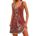 thumbnail image 1 of vestido de verano casual para mujer con bolsillos vestido de playa boho de verano blusas florales para mujer camisetas vestido con cuello en v vestidos sin mangas sueltos rojo / m, 1 of 9