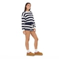 thumbnail image 4 of Forever 21 Women’s Cropped Intarsia Sweater and Matching Shorts Set, Long Sleeve Rugby Stripe Knit Two-Piece Lounge Outfit, XS-XL, 4 of 6