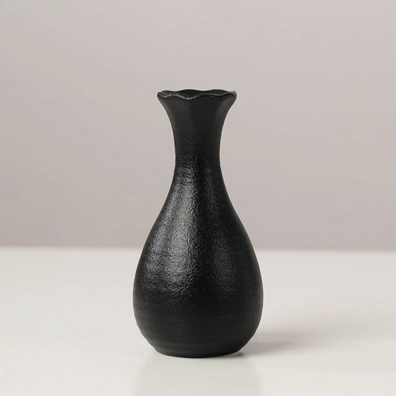 Ikebana Vase Bud Flower Arrangement Hydroponics Colorful Ceramic Decorative Vase (Black)