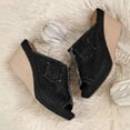 thumbnail image 5 of JUNWELL Denim Platform Wedges Women Espadrille Wedges Sandals with Knotty Bow Detail, 5 of 6