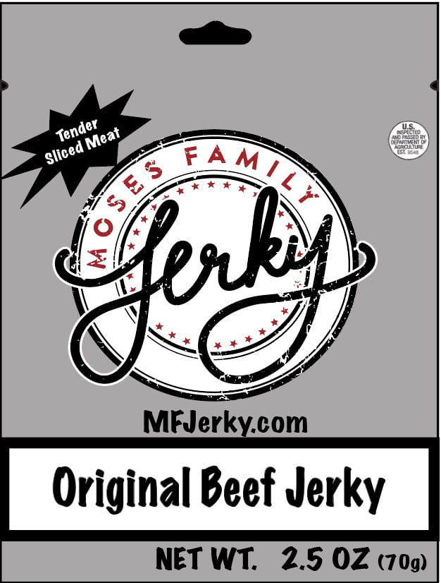 Moses Family Jerky, Original Beef Jerky, 2.5 Ounce, Tender Sliced Meat