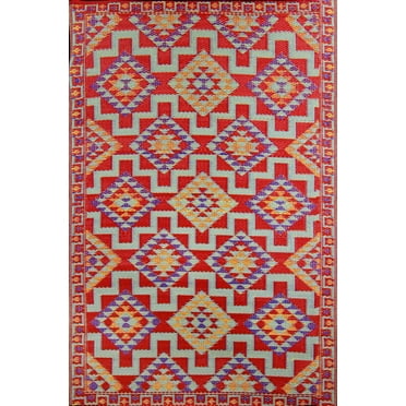 Erbanica 4' x 6' Red Moroccan Indoor Outdoor Reversible Rug