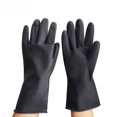thumbnail image 3 of Guantes impermeables resistentes a ácidos y álcalis Guantes de látex con protección química engrosados de color negro, 3 of 4
