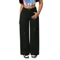 thumbnail image 2 of Women'S Ripped Jeans High Waisted Distressed Baggy Straight Wide Leg Pants Black S, 2 of 9