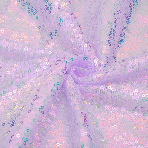 Tela de Lentejuelas Púrpura Iridiscente, por Yarda, 1 Yarda de Longitud 4.3 pies de Ancho Tela de Terciopelo Brillante y Centelleante para Costura DIY, Vestido, Fondo, Mantel, Camino de Mesa