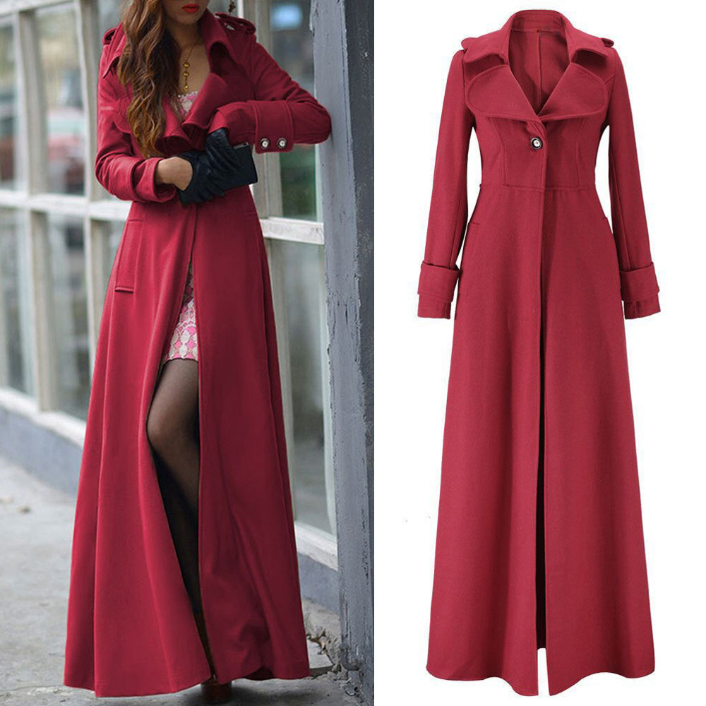 Mnycxen Womens Winter Lapel Slim Coat Trench Jacket Long Parka Overcoat Outwear - image 2 of 5