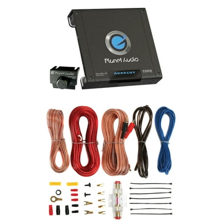 PLANET AUDIO AC1500.1M 1500W MONO Car Audio Amplifier Amp AC15001M+8 Ga Amp Kit