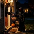 thumbnail image 5 of Halloween Grim Reaper Costume for Adults, Light-Up Red Eyes Hooded Robe with Scythe & Gloves, Glow-in-the-Dark Death Outfit, 1 Set Black L, 5 of 5