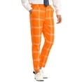 thumbnail image 4 of INSPIRE CHIC Men's Plaid Dress Pants Slim Fit Checked Printed Trousers 36 Orange, 4 of 6