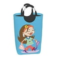 thumbnail image 1 of Waterproof Collapsible Laundry Hamper, Blue Shopping Girl Aluminum Handle Laundry Bag, 50L, 1 of 6