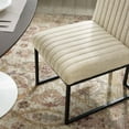 Tufted Side Dining Chair, Set of 2, Fabric, Metal Steel, Beige, Modern