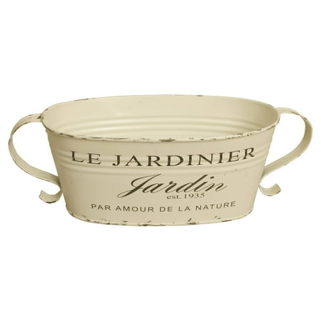 - Wald Import Distressed French Novelty Metal Planter