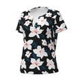 thumbnail image 2 of Naloa Lilies Flowers Print T-Shirts Short Sleeve V Neck Tees for Women Fashion Tops Trendy Lightweight Soft Casual Summer Outfits Clothes, 2 of 5