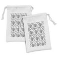 thumbnail image 1 of Agave Fabric Pouch Set of 2, Tropical Plant and Fruit Lime Salt Shot of Tequila Vintage Engraving Sketch, Drawstring Bag for Toiletries Masks and Favors, 9" x 6", White Charcoal Grey, by Ambesonne, 1 of 2
