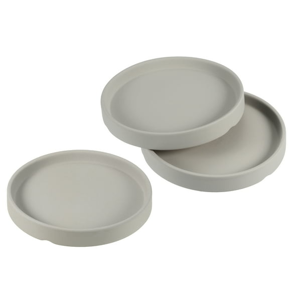 Plato para Maceta de 5 Pulgadas, Bandeja Redonda de Cerámica para Interiores, Gris Claro Paquete de 3