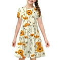 thumbnail image 4 of Girls Short Sleeve A-Line Dress Casual Summer Graphic Flowy Swing Ruffle Pleated Dresses 4-14 Years, 4 of 8