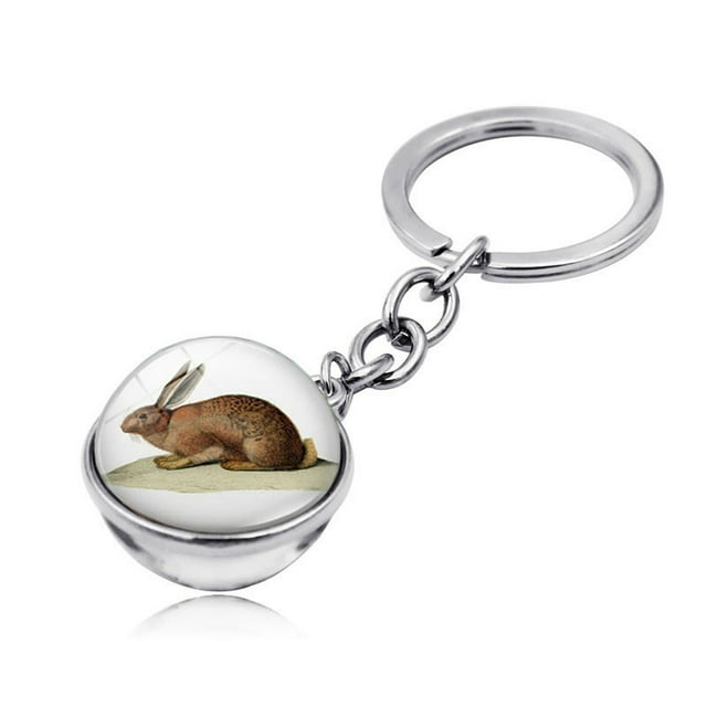 10Pcs Easter Bunny Keychain! SSZMDLB Easter Bunny Keychain, Double Sided Glass Keyring for Bag, Rabbit Pendant Keychain for Easter, Cute Bunny Key Chain for Women, Glass and Metal Key Holder, Holiday