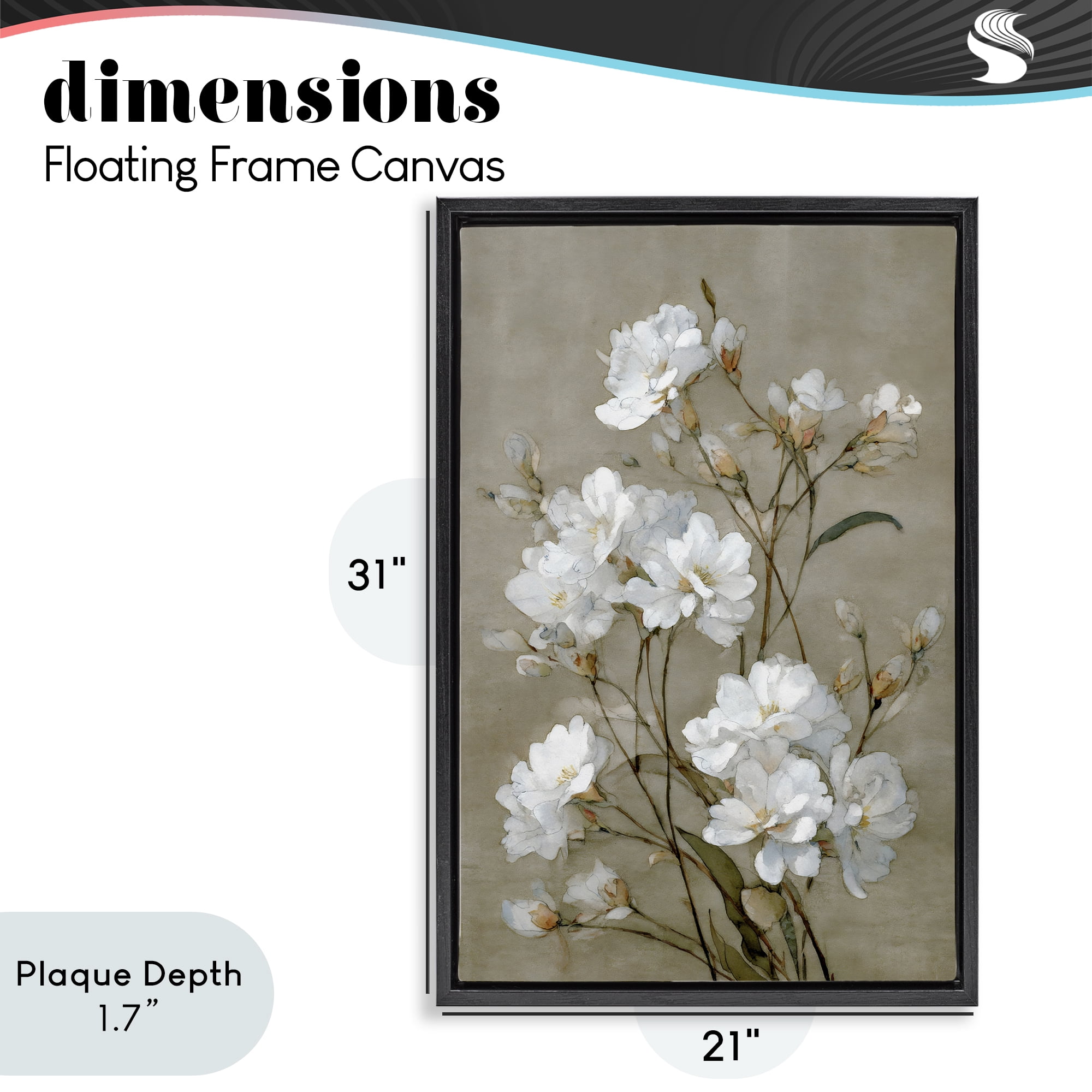 Stupell Industries Aged White Botanical Study Black Framed Floater Canvas Wall Art, design by Petal Prints Design