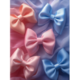 thumbnail image 1 of Qisvanset 12x16 Inch 2D Flat Framed Canvas Art, Pink Blue Bow Coquette Style Cute Wall Art Nursery Dorm Apartment Decor, 1 of 5