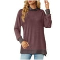 thumbnail image 1 of Hauts Tuniques pour Femmes Manches Longues Col Roulé Chandail Léger Tendance, 1 of 7