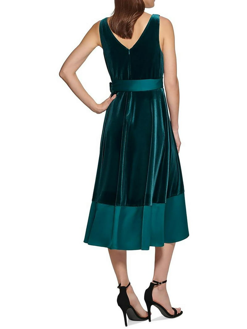 dkny green wrap dress NWT DKNY Womens Emerald Green Chiffon Tie Waist 3/4 Sleeve Dress Size 10