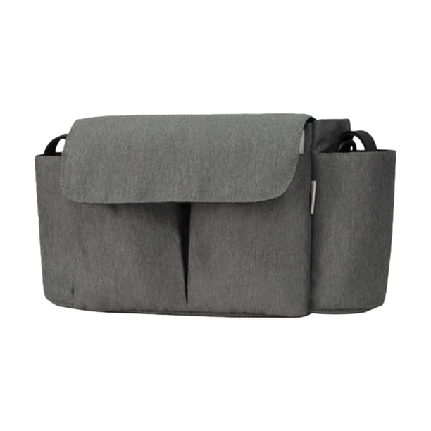 Bolsa organizadora para cochecito de tela Oxford, bolso colgante para cochecito con múltiples bolsillos, bolsa para mamá para teléfono, servilletas, Gris