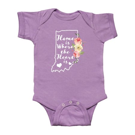 

Inktastic Indiana Home is Where the Heart is with Watercolor Floral Gift Baby Boy or Baby Girl Bodysuit