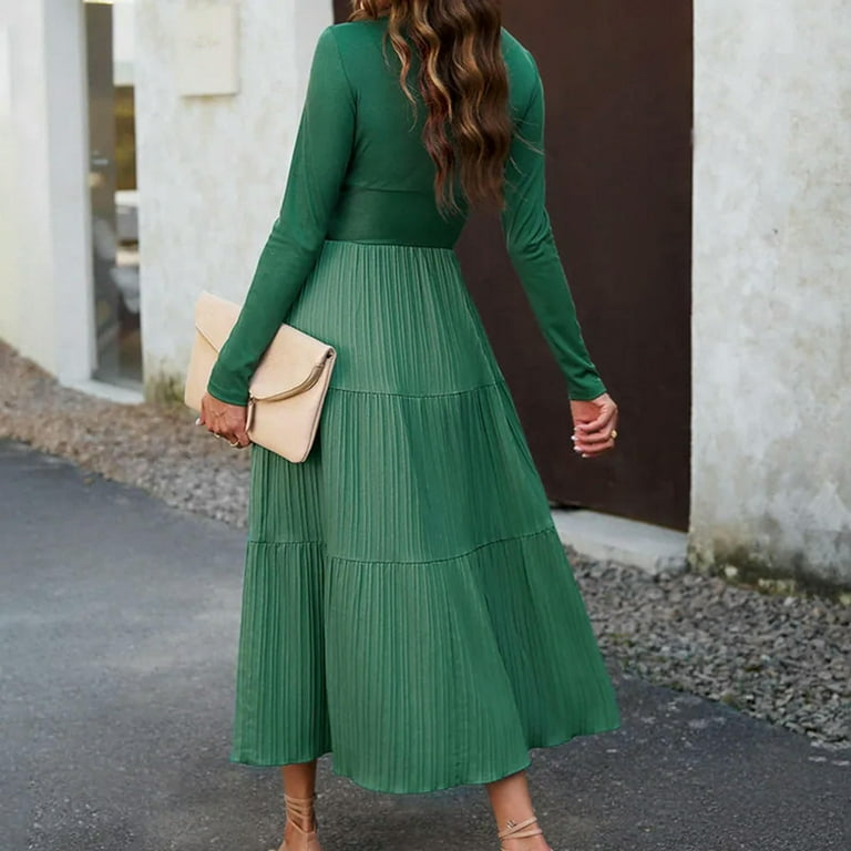 autumn patchwork dress a line Patchwork Dress