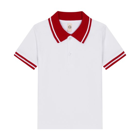Domuza Kids Girls Polo Shirt Lapel Short Sleeve Casual Button Up Tees Lightweight Comfy Quick Dry Workout Golf Class Uniform-Red 11-12 Years