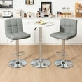 thumbnail image 4 of Gymax Ensemble de 4 Tabourets de Bar Pivotants Réglables Hauteur Comptoir Chaise de Bar Cuir PU Gris, 4 of 7