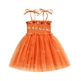 thumbnail image 6 of Douhoow Kids Baby Girl Halloween Dress Tie-up Sleeveless Pumpkin Print Tulle A-line Dress, 6 of 8