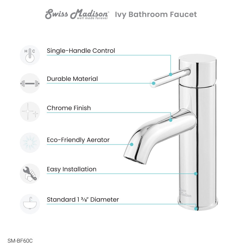 Swiss Madison Well Made Forever SM-SK307-60C - Monaco Circular Basin Pedestal sink Bundle
