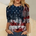 thumbnail image 2 of July 4th 3/4 Sleeve Shirts for Women American Flag Stars Stripes Shirts T-Shirt Cute Graphic Tees USA Flag Patriotic Tshirts Tunic Tops, 2 of 5