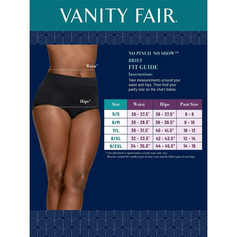 Vanity Fair Women's No Pinch No Show Seamless Brief Underwear, 3 Pack 