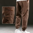 thumbnail image 4 of YLSDY Mens Baggy Cargo Pants Outdoors Sports Pants Drawstring Casual Loose Fit Elastic Waist Cotton Twill Cargo Pants Brown 12, 4 of 6