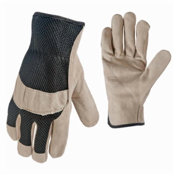 True Grip 99142-26 Suede Cowhide Leather Palm Work Gloves, Mesh Back, Men's M - Quantity 1