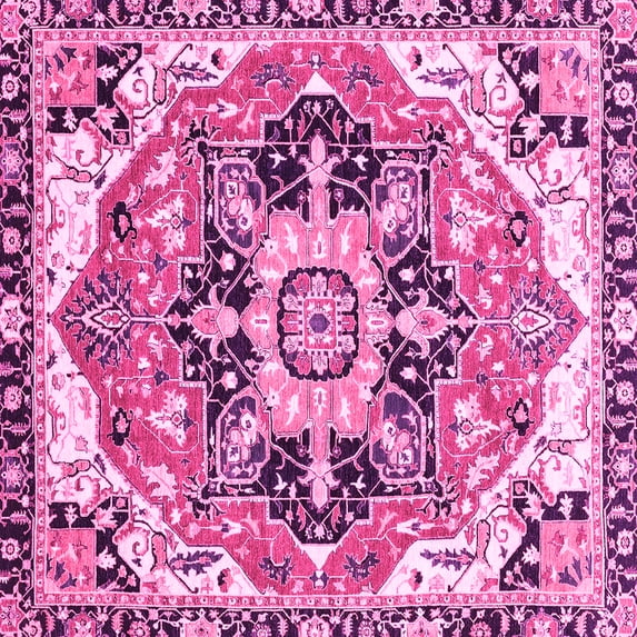 Ahgly Company Indoor Square Abstract Pink Modern Area Rugs, 4' Square