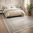 thumbnail image 3 of ODIKA 8'x10' Ultra-Soft Area Rug, Dining Abstract Beige Interlocking Greek Key Neutral Tones Periwinkl None Washable, Bare feet friendly, Silk-Touch for Bedroom, Under Sectional, 3 of 7