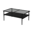 thumbnail image 2 of Tcbosik 2-Tier Rectangle Coffee Table, Modern Cocktail Table with Glass Top and Metal Legs, Accent Tea Table with Open Shelf for Living Room, Black, 2 of 7