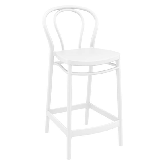 Luxury Commercial Living 37.75" White Solid Outdoor Patio Counter Stool