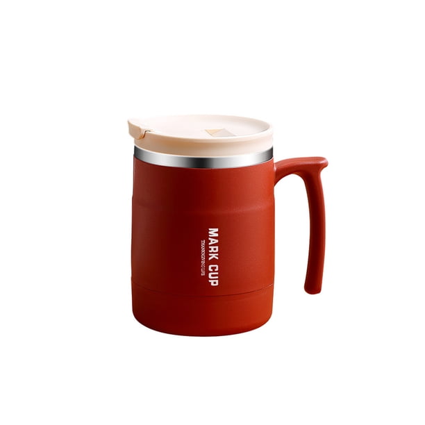 Taza de Café de Viaje Taza de Café con Mango, Taza Aislada Portátil con Tapa Y Cuchara, Acero Inoxidable de Doble Capa, Apto para Uso de Oficina, Taza de Café de Viaje Taza de Café Aislada