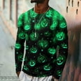 thumbnail image 4 of DORKASM Men Halloween Shirt Long Sleeve Lightweight Pumpkin Causal Shirts Crew Neck Skeleton 2026 Vintage Tops Fashion Fall Winter Funny Print Costumes Green S, 4 of 7