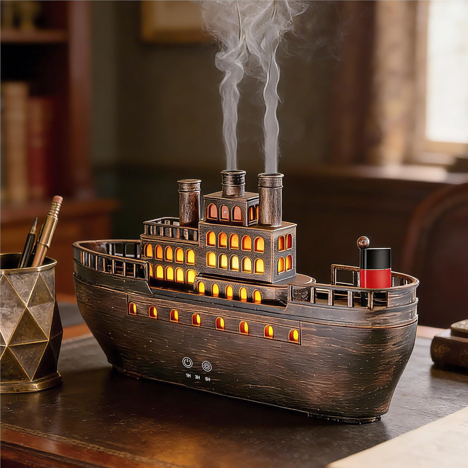 Ueljzpe Essential Oil Diffuser 250Ml Ultrasonic Titanic Humidifier with 7 Color Led Lights Quiet Operation Auto Shut-Off Remote Control Perfect for Home Office And Bedroom Decor (Copper)