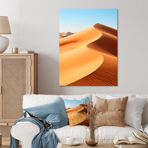 Designart "Oasis Desert Dreams I" Desert Metal Wall Art, Blue Metal Wall Decor, Global Metal Art Decor For Office Room - 16x32 Inch