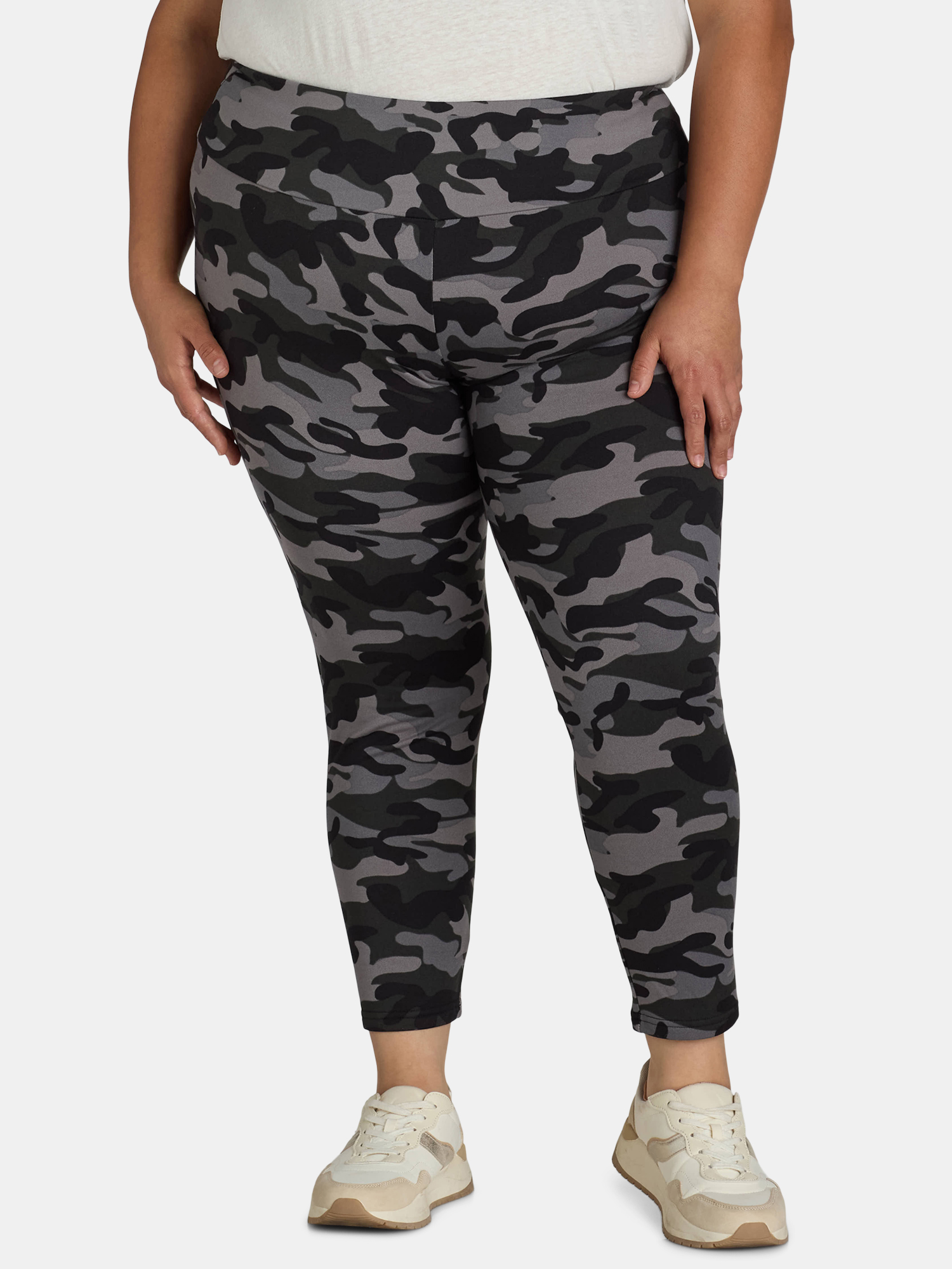 Feathers Women's and Women's Plus Size Athleisure Fleece Leggings, 2-Pack, Sizes S-5X