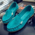 thumbnail image 5 of Juebong Loafers for Women Comfortable Suede Driving Shoes Solid Color Slip-On Walking Flats Loafer Green,39, 5 of 8