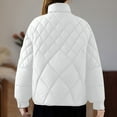 thumbnail image 6 of Maqroz Quilted Lightweight Jackets for Women Stand Collar Vintage Button Cardigan Barn Jacket Cold Weather Warm Winter Down Coat Outerwear, White L, 6 of 7