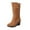 Brown, variant on Shadoumai Women Mid Calf Slouch Boot Wedge Heel Thin Lined Suede Leather Winter Shoes